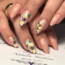 Spring nails with flowers photo
