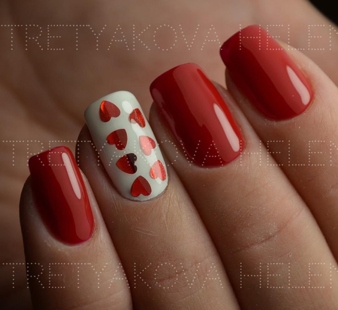 Bright red nails