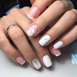 French manicure with flowers photo