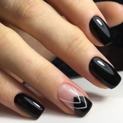Black nails with a picture photo