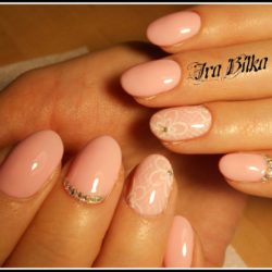 Beige nails by gel polish photo