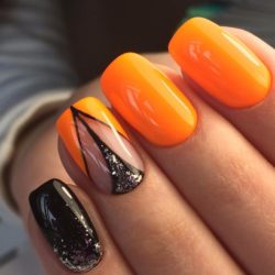Black and orange nails photo