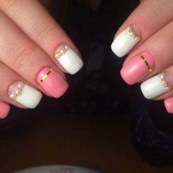Fall nails with rhinestones photo