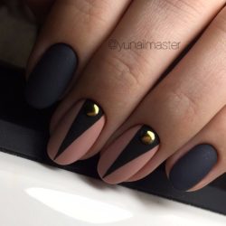 Matte nails with rhinestones photo