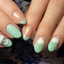 White and turquoise french manicure photo