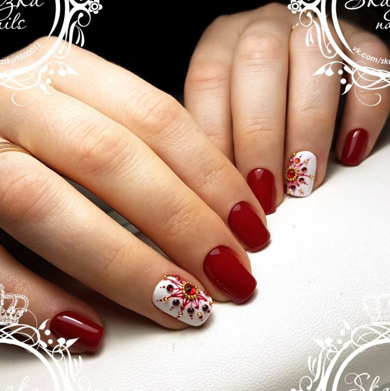 Red and white nails