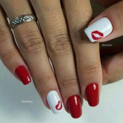 Red and white nails photo