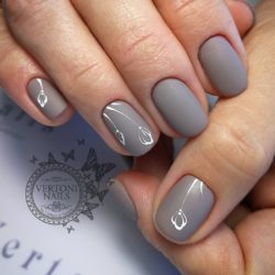 Grey nails with a pattern photo