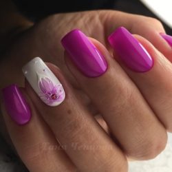 Raspberry white nails photo