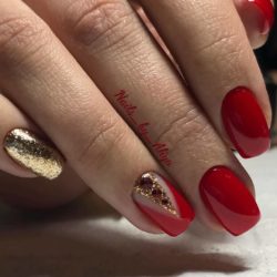Red and gold nails photo