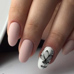 Pink nails with flowers photo