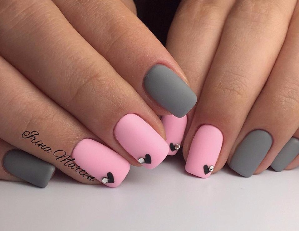 Acrylic nails & Gel design * Grey and Pink nails | Pink acrylic nails, Grey  nail designs, Gel nails