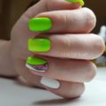 White and lime nails