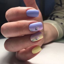 Blue and yellow nails photo