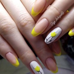French nails with flowers photo