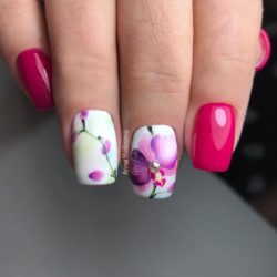 Bright raspberry nails photo