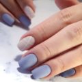 Beige blue nails