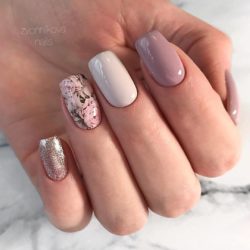Nails with flower print photo