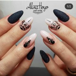 Beautiful black and white nails photo
