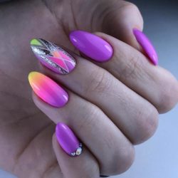 Ombre nails with a picture photo