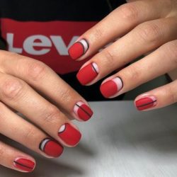 Red gel polish for nails photo