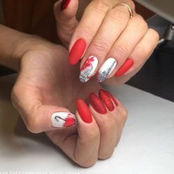 Red and white nails photo