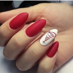 Red matte nails photo