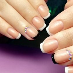 French nails with rhinestones photo