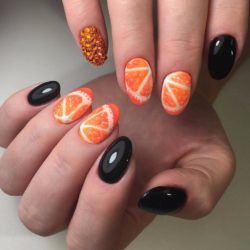 Nails with orange photo