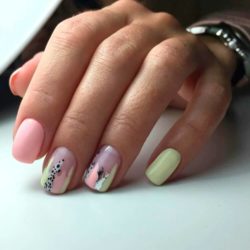 Pink and lime green nails photo