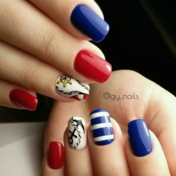 Red and blue nails photo