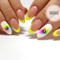 french manicure with a flower photo