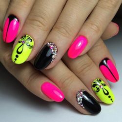 Colorful nails with rhinestones photo